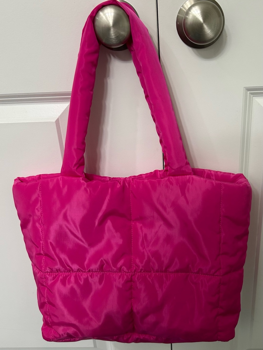 Stylish Hot Pink Quilted Tote Bag.